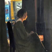 Laurits Andersen Ring | Tusmørke. Kunstnerens Hustru – 1898 | Indrammet kunsttryk | Realisme