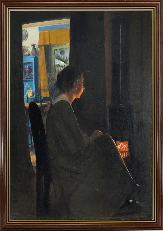 Laurits Andersen Ring | Tusmørke. Kunstnerens Hustru – 1898 | Indrammet kunsttryk | Realisme