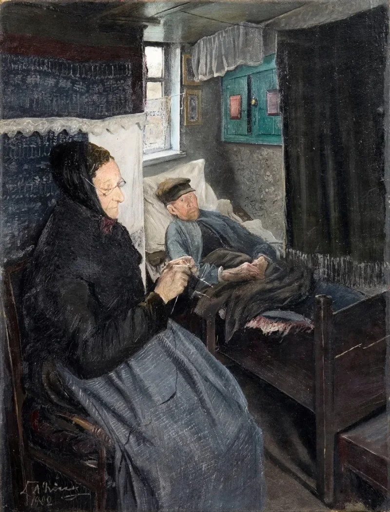 Laurits Andersen Ring – Der kranke Mann 1902 | Giclée Kunstdruck gerahmt