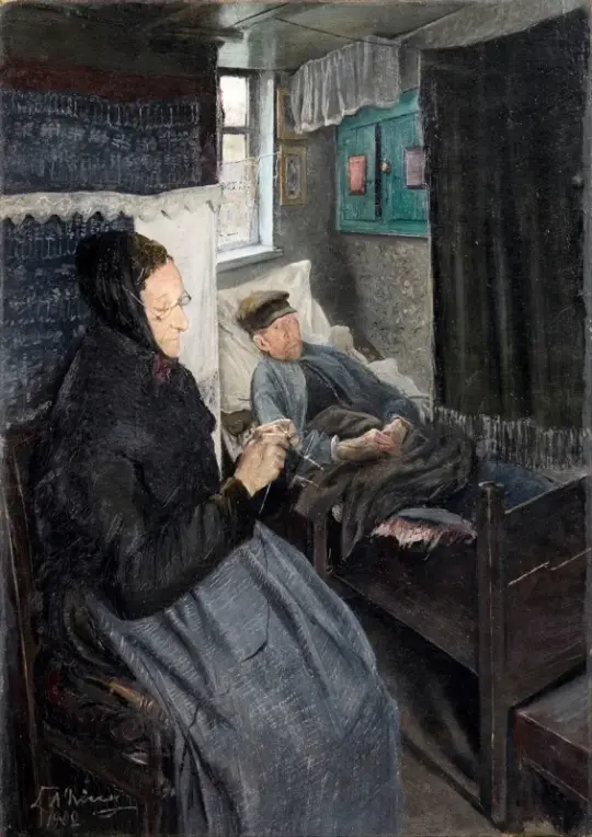 Laurits Andersen Ring | Der kranke Mann – 1902 | Gerahmter Kunstdruck | Realismus