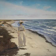 Laurits Andersen Ring | Dame ved Karrebæksminde Strand, Sjælland – 1898 | Indrammet kunsttryk | Realisme
