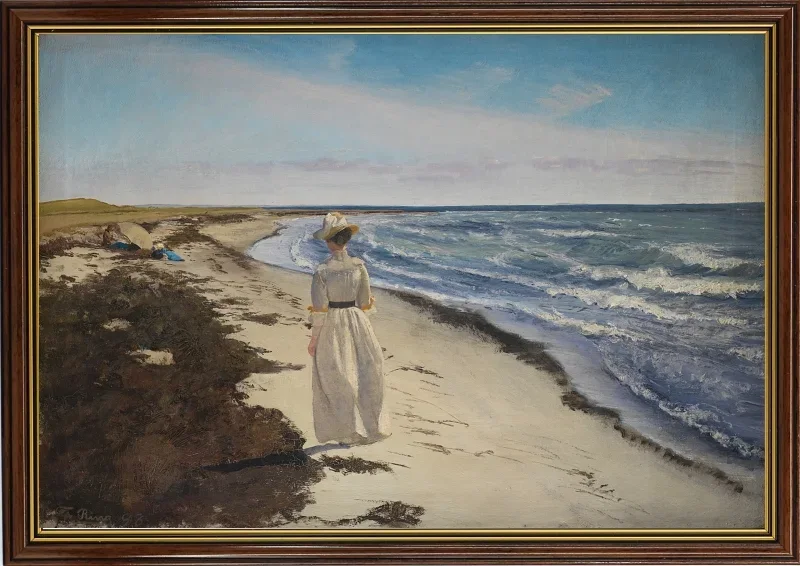 Laurits Andersen Ring | Dame ved Karrebæksminde Strand, Sjælland – 1898 | Indrammet kunsttryk | Realisme