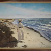 Laurits Andersen Ring | Dame ved Karrebæksminde Strand, Sjælland – 1898 | Indrammet kunsttryk | Realisme