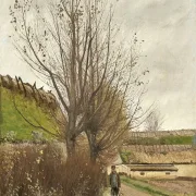 Laurits Andersen Ring | En mann skyver en trillebår – 1903 | Indrammet kunsttryk | Realisme