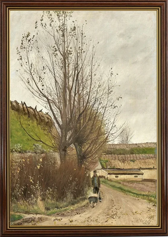 Laurits Andersen Ring | En mann skyver en trillebår – 1903 | Indrammet kunsttryk | Realisme