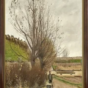 Laurits Andersen Ring | En mann skyver en trillebår – 1903 | Indrammet kunsttryk | Realisme