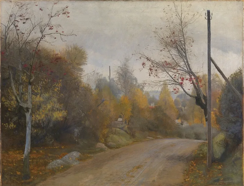 Laurits Andersen Ring – Die Straße bei Mogenstrup Zeeland, Herbst 1888 | Giclée Kunstdruck gerahmt