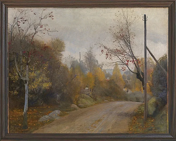 Laurits Andersen Ring – Die Straße bei Mogenstrup Zeeland, Herbst 1888 | Giclée Kunstdruck gerahmt