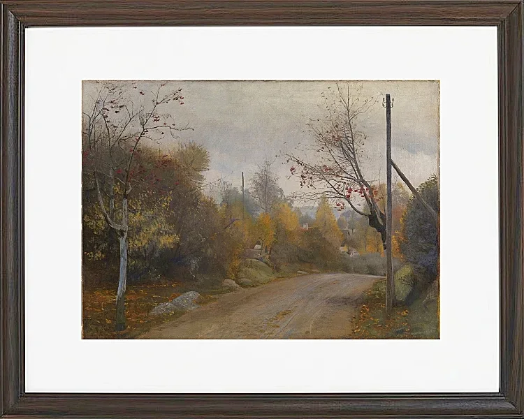 Laurits Andersen Ring – Die Straße bei Mogenstrup Zeeland, Herbst 1888 | Giclée Kunstdruck gerahmt