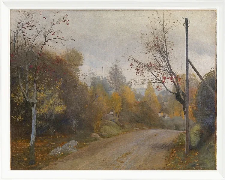 Laurits Andersen Ring – Die Straße bei Mogenstrup Zeeland, Herbst 1888 | Giclée Kunstdruck gerahmt