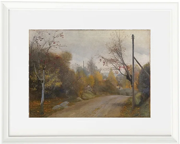 Laurits Andersen Ring – Die Straße bei Mogenstrup Zeeland, Herbst 1888 | Giclée Kunstdruck gerahmt