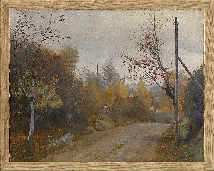 Laurits Andersen Ring – Die Straße bei Mogenstrup Zeeland, Herbst 1888 | Giclée Kunstdruck gerahmt
