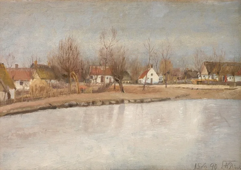 Laurits Andersen Ring | Landsbydammen ved Ring, Sjælland – 1890 | Indrammet kunsttryk | Realisme