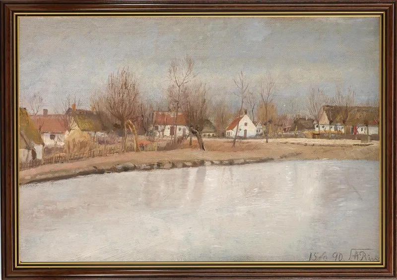 Laurits Andersen Ring | Landsbydammen ved Ring, Sjælland – 1890 | Indrammet kunsttryk | Realisme