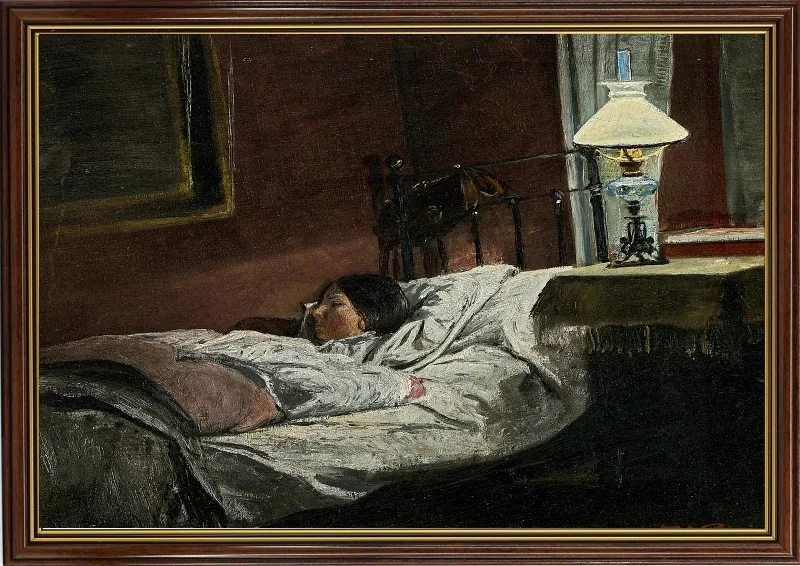 Laurits Andersen Ring | Das kranke Mädchen. Stella Kähler – 1905 | Gerahmter Kunstdruck | Realismus