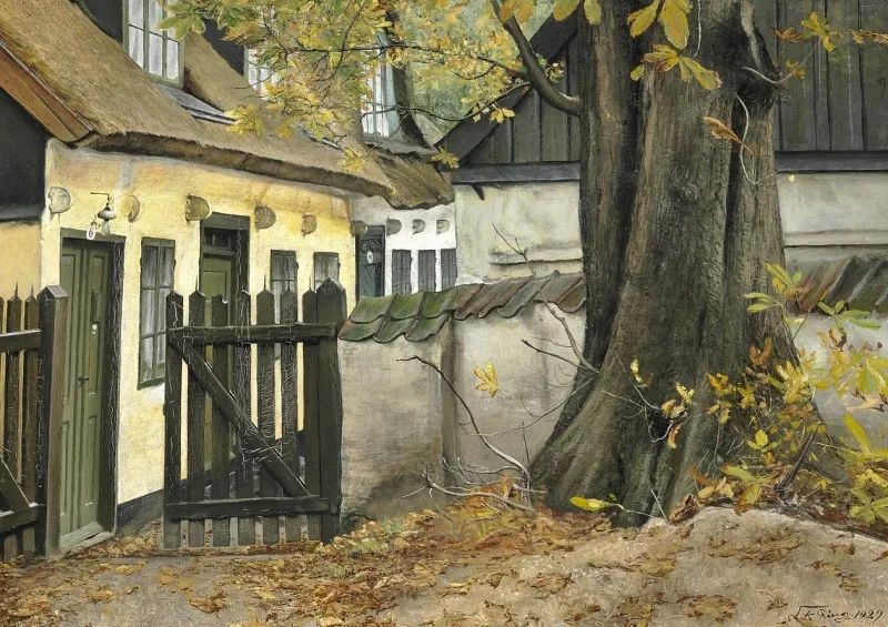 Laurits Andersen Ring | Det gamle kastanjetræ ved porten - 1929 | Indrammet kunsttryk | Realisme
