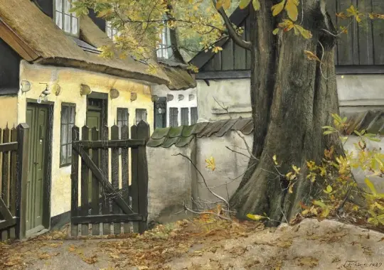 Laurits Andersen Ring | Det gamle kastanjetræ ved porten - 1929 | Indrammet kunsttryk | Realisme