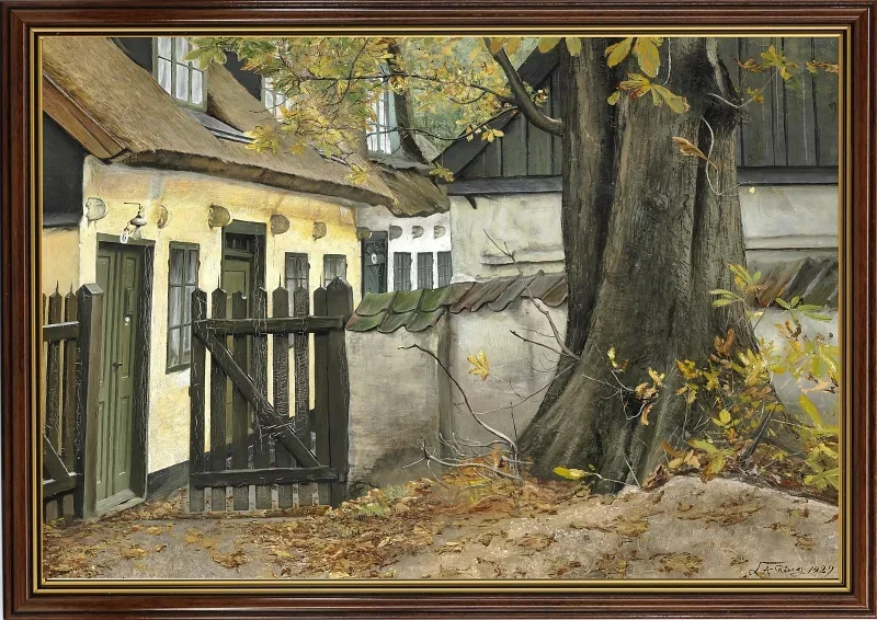 Laurits Andersen Ring | Det gamle kastanjetræ ved porten - 1929 | Indrammet kunsttryk | Realisme