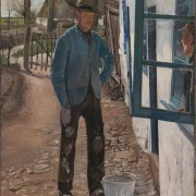 Laurits Andersen Ring | Kalkning af det gamle hus -1908 | Indrammet kunsttryk | Realisme