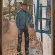 Laurits Andersen Ring | Kalkning af det gamle hus -1908 | Indrammet kunsttryk | Realisme