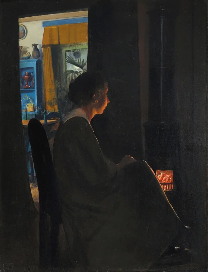 Laurits Andersen Ring – Dämmerung. Die Frau des Künstlers 1898 | Giclée Kunstdruck gerahmt