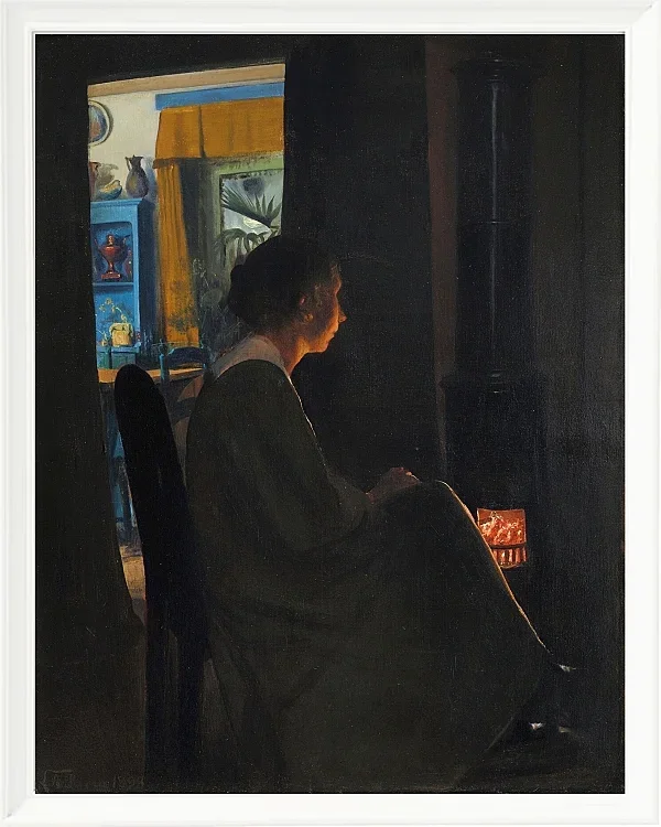 Laurits Andersen Ring – Dämmerung. Die Frau des Künstlers 1898 | Giclée Kunstdruck gerahmt