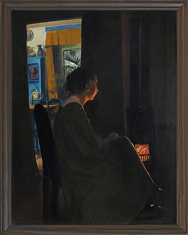 Laurits Andersen Ring – Dämmerung. Die Frau des Künstlers 1898 | Giclée Kunstdruck gerahmt