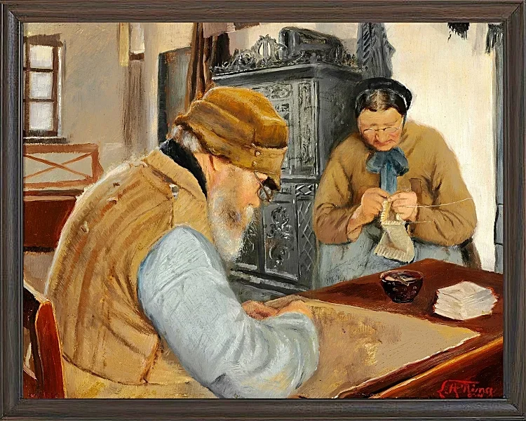 Laurits Andersen Ring – Dorfbewohner 1887 | Giclée Kunstdruck gerahmt