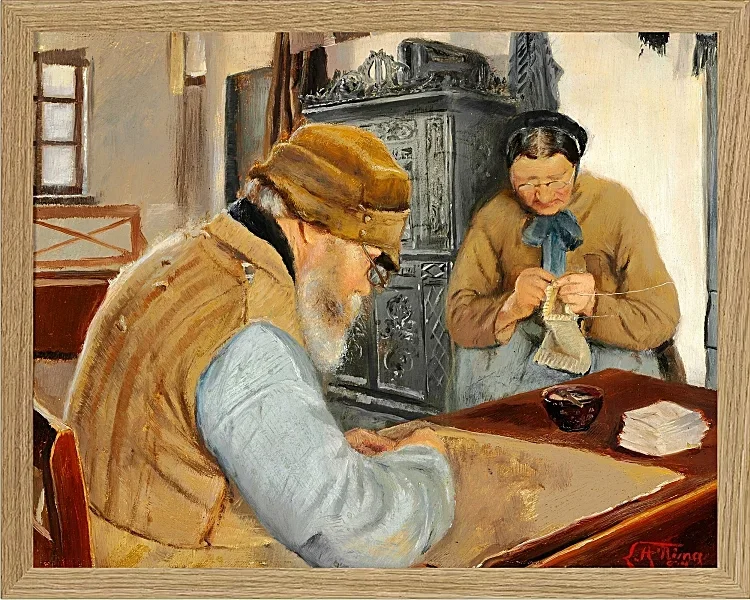 Laurits Andersen Ring – Dorfbewohner 1887 | Giclée Kunstdruck gerahmt