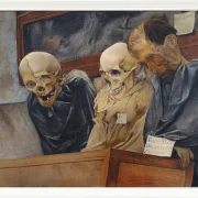 Laurits Andersen Ring – Drei Schädel aus dem Convento dei Cappucini in Palermo 1894 | Giclée Kunstdruck gerahmt