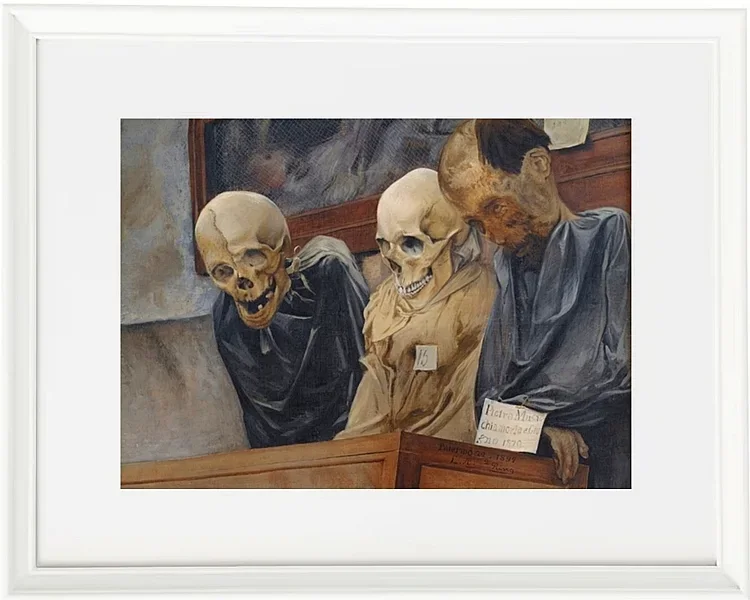Laurits Andersen Ring – Drei Schädel aus dem Convento dei Cappucini in Palermo 1894 | Giclée Kunstdruck gerahmt
