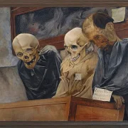 Laurits Andersen Ring – Drei Schädel aus dem Convento dei Cappucini in Palermo 1894 | Giclée Kunstdruck gerahmt
