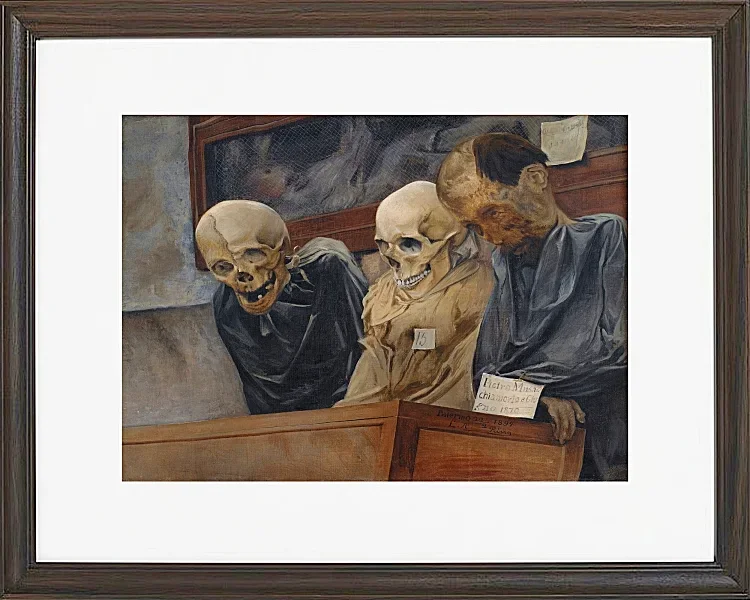 Laurits Andersen Ring – Drei Schädel aus dem Convento dei Cappucini in Palermo 1894 | Giclée Kunstdruck gerahmt