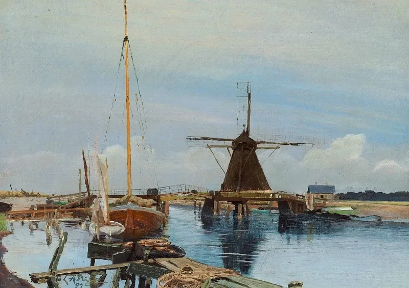 Laurits Andersen Ring | En havn - 1897 | Indrammet kunsttryk | Realisme