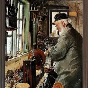 Laurits Andersen Ring – Ein Dreher an seiner Drehbank 1890 | Giclée Kunstdruck gerahmt