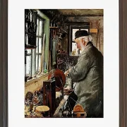 Laurits Andersen Ring – Ein Dreher an seiner Drehbank 1890 | Giclée Kunstdruck gerahmt