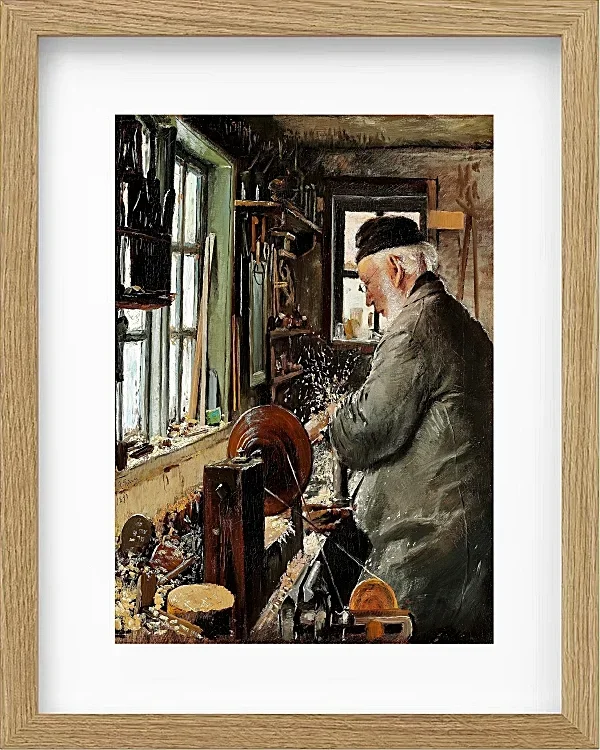Laurits Andersen Ring – Ein Dreher an seiner Drehbank 1890 | Giclée Kunstdruck gerahmt