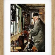 Laurits Andersen Ring – Ein Dreher an seiner Drehbank 1890 | Giclée Kunstdruck gerahmt