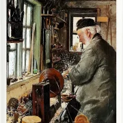 Laurits Andersen Ring – Ein Dreher an seiner Drehbank 1890 | Giclée Kunstdruck gerahmt