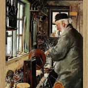 Laurits Andersen Ring – Ein Dreher an seiner Drehbank 1890 | Giclée Kunstdruck gerahmt