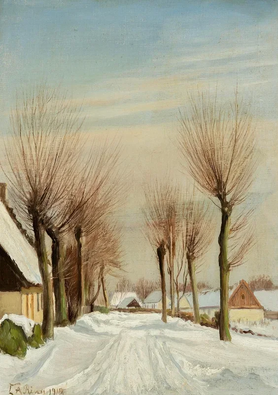 Laurits Andersen Ring | En klar vinterdag - 1912 | Indrammet kunsttryk | Realisme