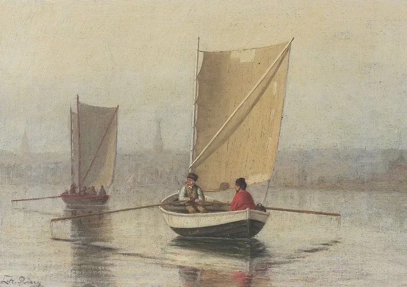 Laurits Andersen Ring | En taaget Morgen - 1875 | Indrammet kunsttryk | Realisme