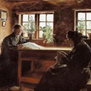 Laurits Andersen Ring | Eine Bauernfamilie aus Atterup - 1883 | Gerahmter Kunstdruck | Realismus