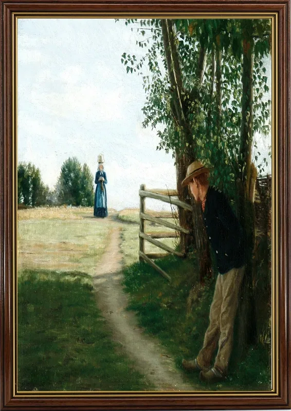 Laurits Andersen Ring | En scene med frieri – 1875 | Indrammet kunsttryk | Realisme