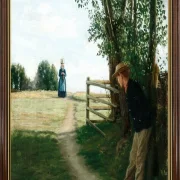 Laurits Andersen Ring | En scene med frieri – 1875 | Indrammet kunsttryk | Realisme