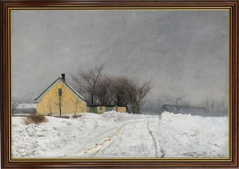 Laurits Andersen Ring | Tåget vinterdag - 1910 | Indrammet kunsttryk | Realisme