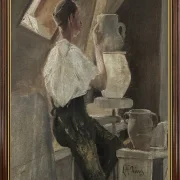 Laurits Andersen Ring | En pottemager ved sit arbejde - 1896 | Indrammet kunsttryk | Realisme