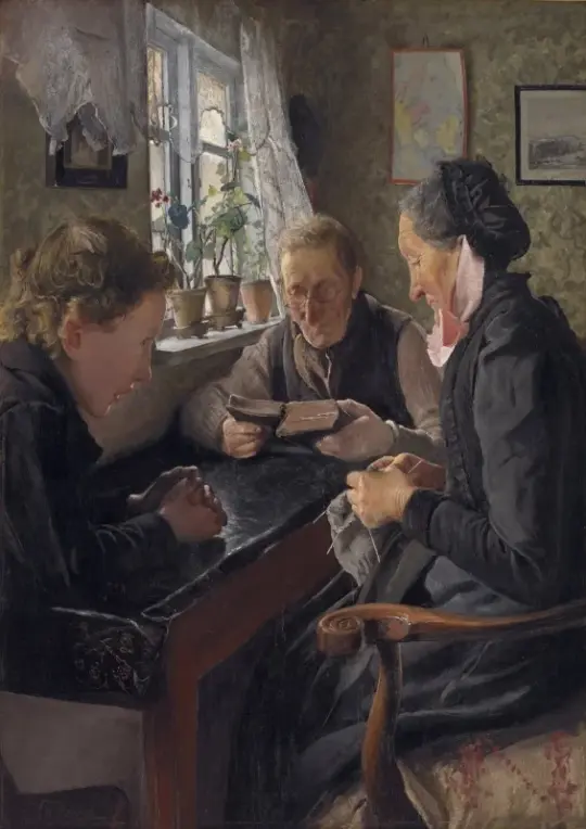 Laurits Andersen Ring | Ein Kind besucht seine Großeltern - 1898 | Gerahmter Kunstdruck | Realismus