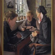 Laurits Andersen Ring | Et barn besøger sine bedsteforældre - 1898 | Indrammet kunsttryk | Realisme