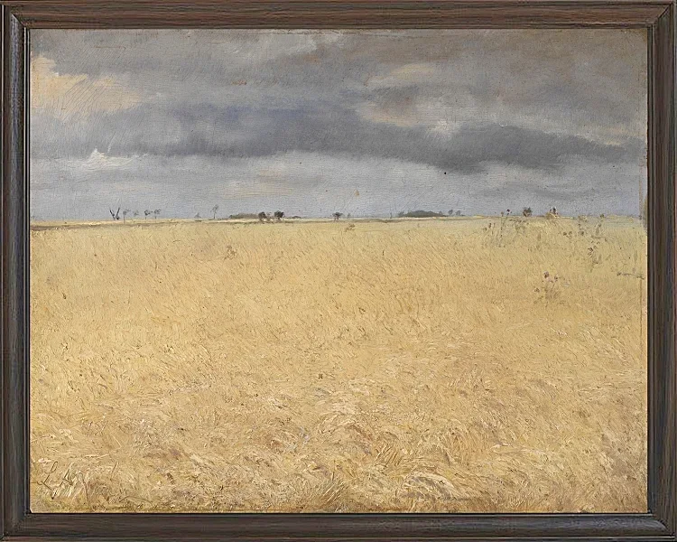 Laurits Andersen Ring – Ein Roggenfeld in der Nähe von Ring Village 1887 | Giclée Kunstdruck gerahmt